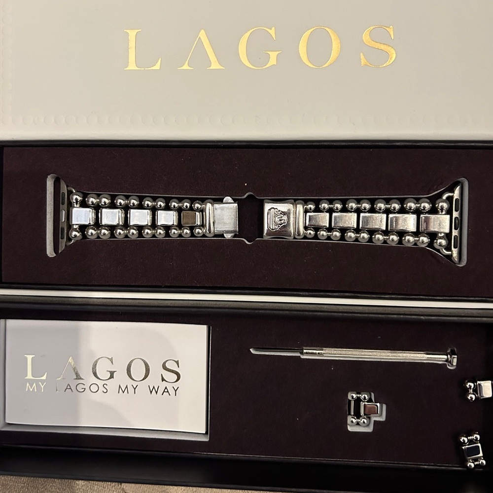 LAGOS Stainless steel Watch band Textured Links and Clasp fits size 34mm watch